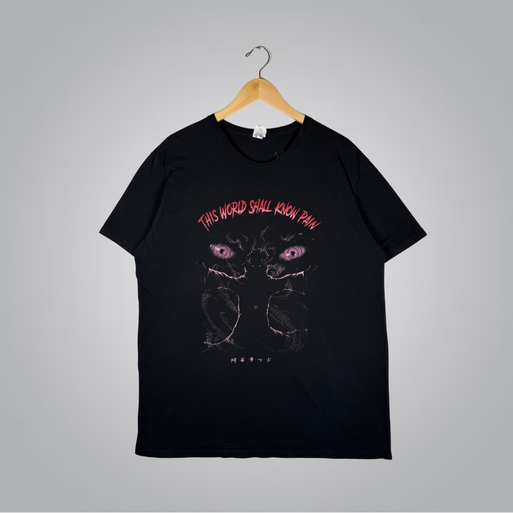 Naruto This World Shall Know Pain Graphic Black Short Sleeve Tee XL